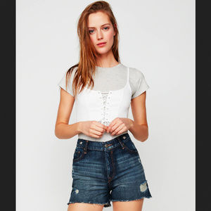 NWT High Waisted Destroyed Grommet Shorts